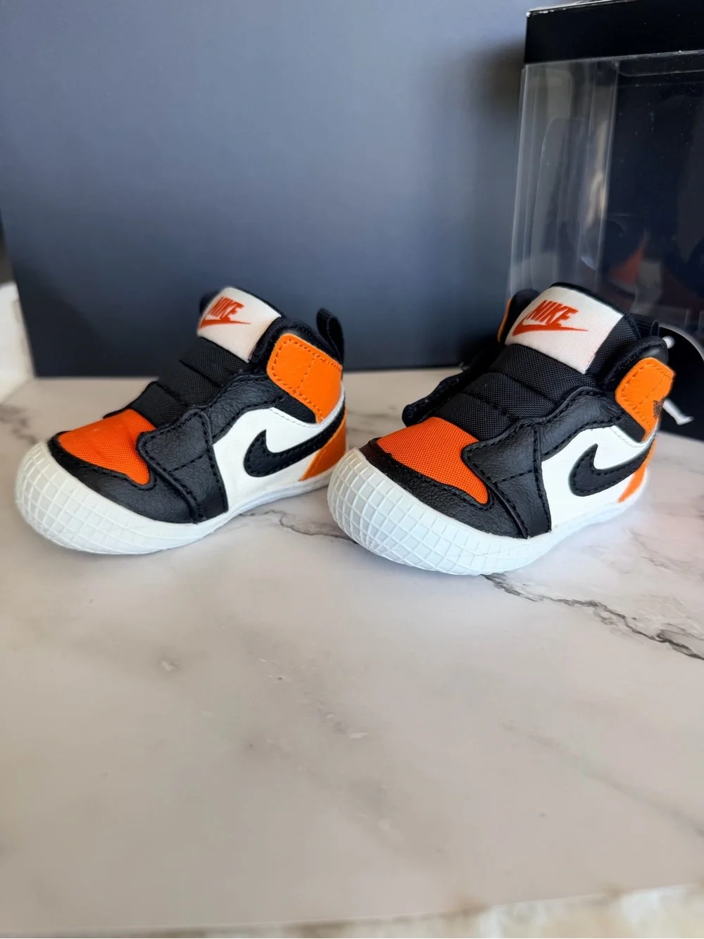 Jordan 1 Crib Bootie Shattered Backboard Orange Black Size 2